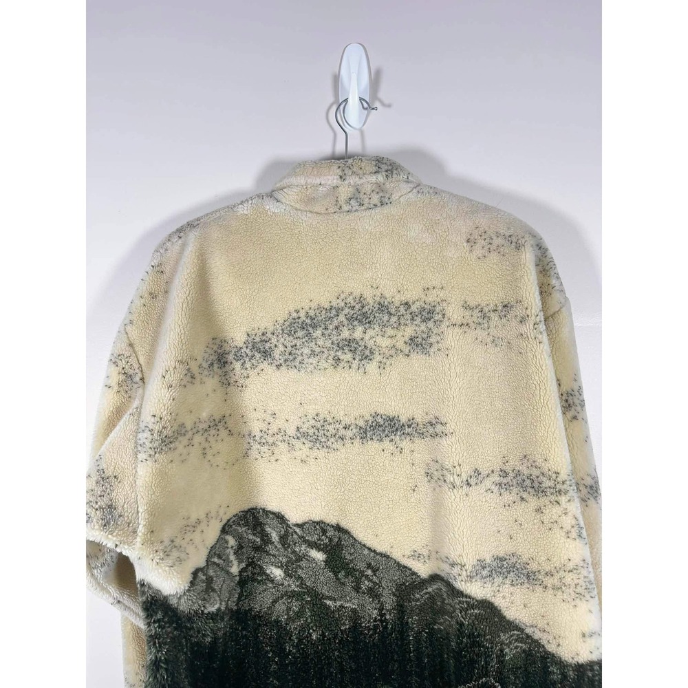 VTG Laura M Scenic Mountains Fishing Fleece Jacket Wms Medium Cream Green 90s - Picture 6 of 10